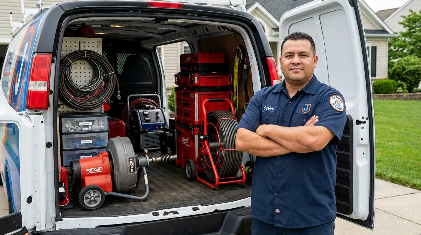 Professional drain cleaning equipment and Johns Plumbing LLC plumber in Griffin
