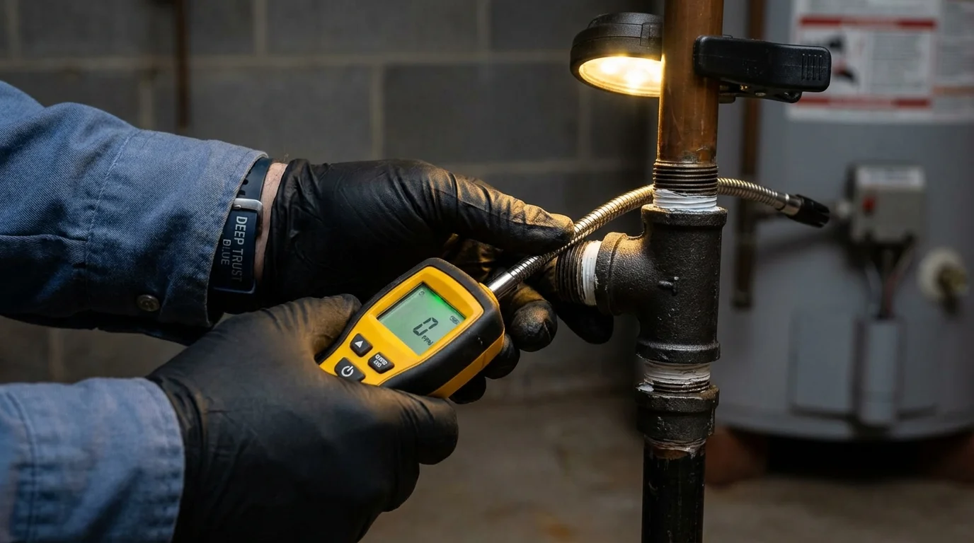 Gas leak detection with electronic sniffer by Johns Plumbing LLC in Griffin