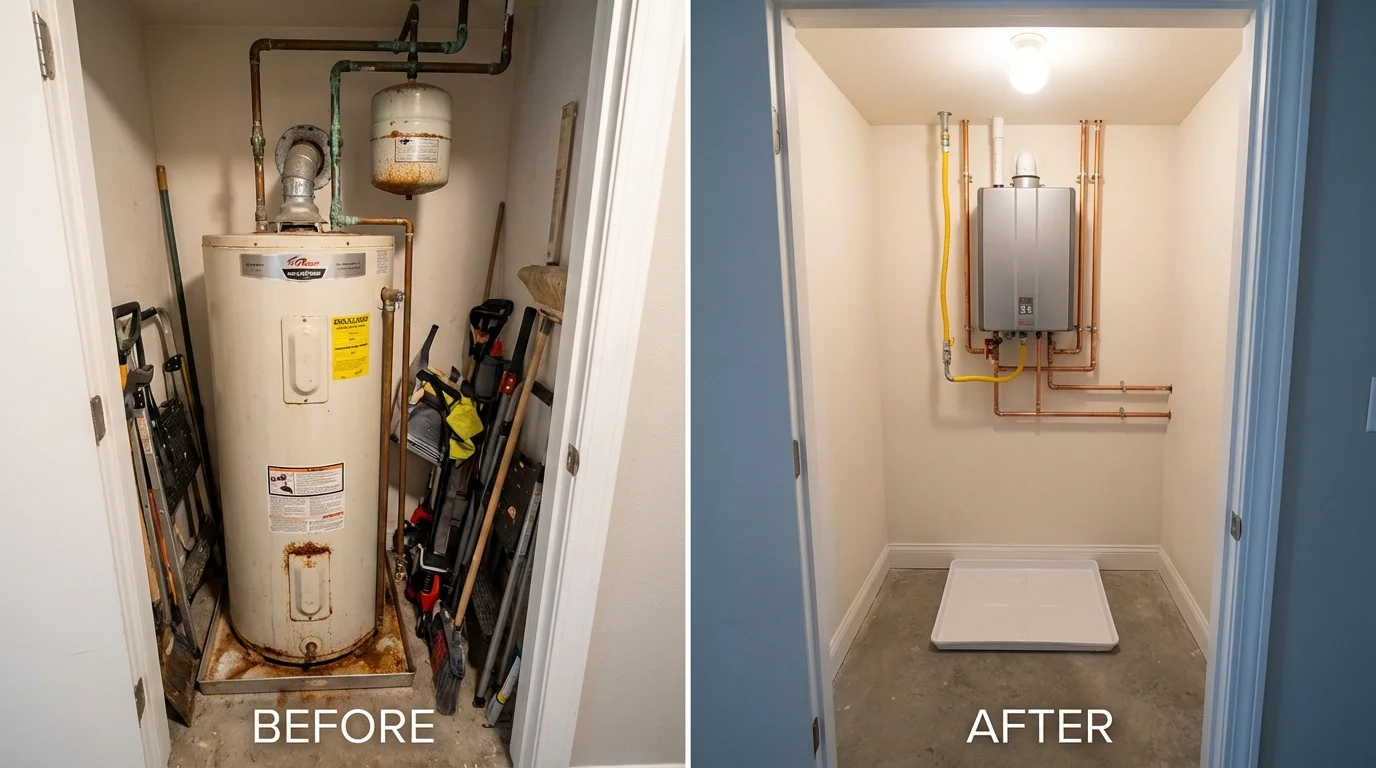 Tank water heater versus wall-mounted tankless unit comparison for Griffin, GA homeowners