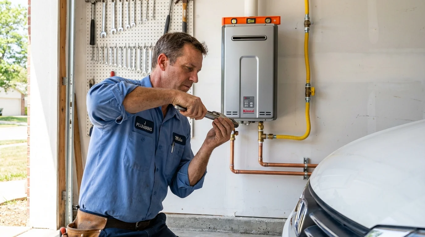 Tankless water heater installation by a Johns Plumbing LLC plumber in Griffin